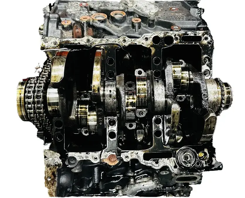 Festgefressene Kurbelwelle im Motorblock eines CRT-Motors